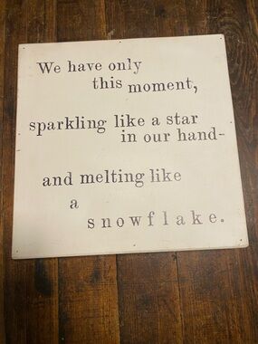 Sugarboo & Co.Rustic White Typographic Wood Sign - 'this moment' Snowflake Quote
